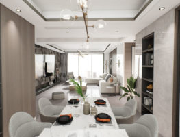 Dining and Living Interior Render or Architectural Visualization